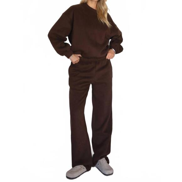 TCTC Pants - NEW TCTC so comfy cloud fleece wide leg sweatpants in dark brown